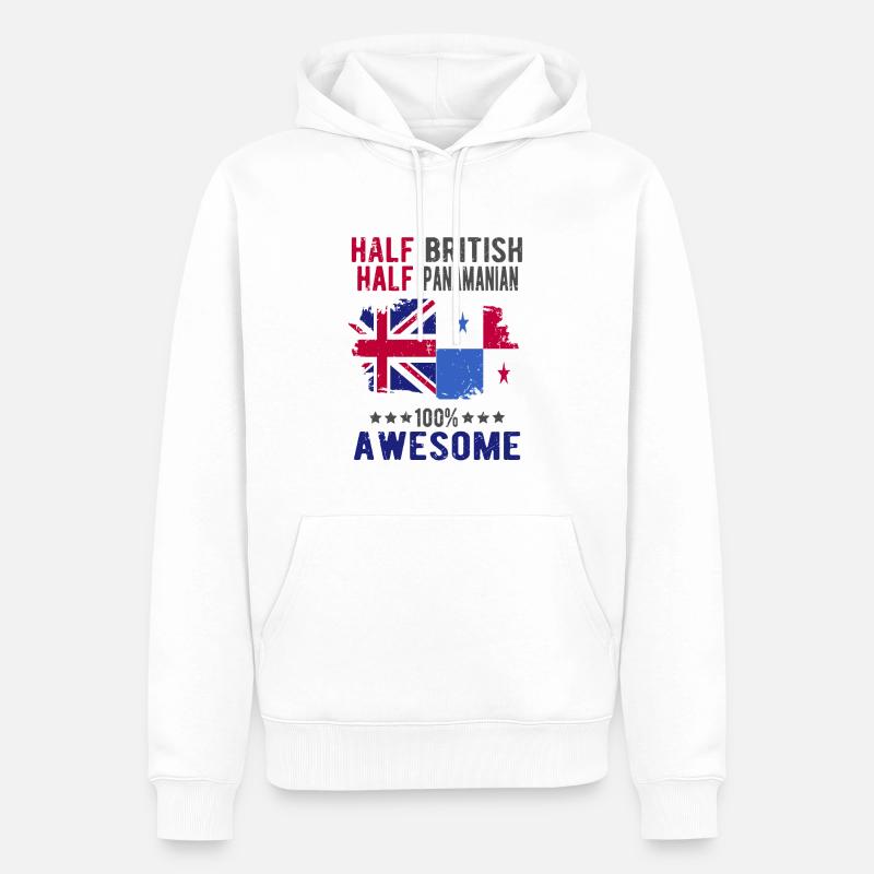 Moitié Britannique Moitié Panama - Sweat à capuche Premium bio Homme - blanc