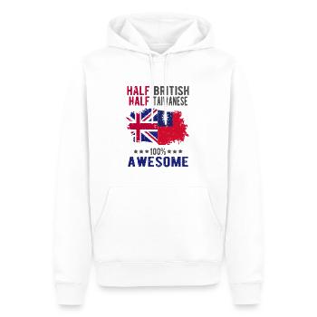 Moitié britannique moitié taïwanais - Sweat à capuche Premium bio Homme - blanc - Devant - Nico (187cm)