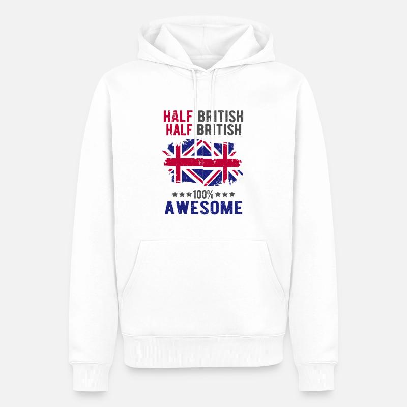 Halb Brite Halb Britisch - Männer Premium Bio Hoodie - Weiß