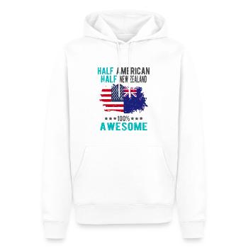 Moitié américain moitié néo-zélandais - Sweat à capuche Premium bio Homme - blanc - Devant - Nico (187cm)