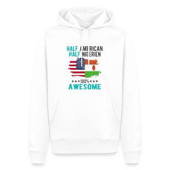 Moitié américain moitié nigérien - Sweat à capuche Premium bio Homme - blanc - Devant - Nico (187cm)