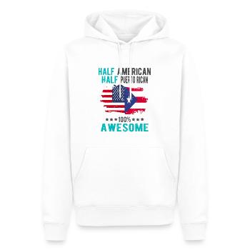 Moitié américain moitié portoricain - Sweat à capuche Premium bio Homme - blanc - Devant - Nico (187cm)