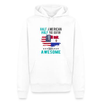 Moitié américain moitié paraguayen - Sweat à capuche Premium bio Homme - blanc - Devant - Nico (187cm)