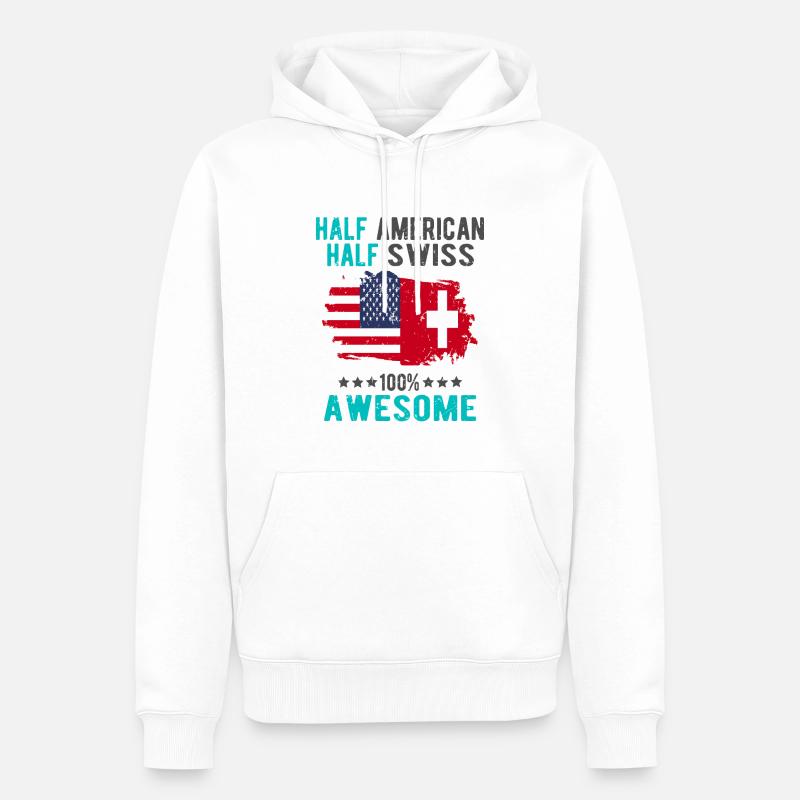 Halb Amerikaner Halb Schweizer - Männer Premium Bio Hoodie - Weiß
