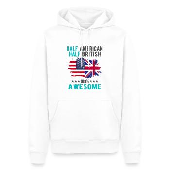 Moitié américain moitié britannique - Sweat à capuche Premium bio Homme - blanc - Devant - Nico (187cm)