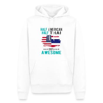Moitié américain moitié thaïlandais - Sweat à capuche Premium bio Homme - blanc - Devant - Nico (187cm)