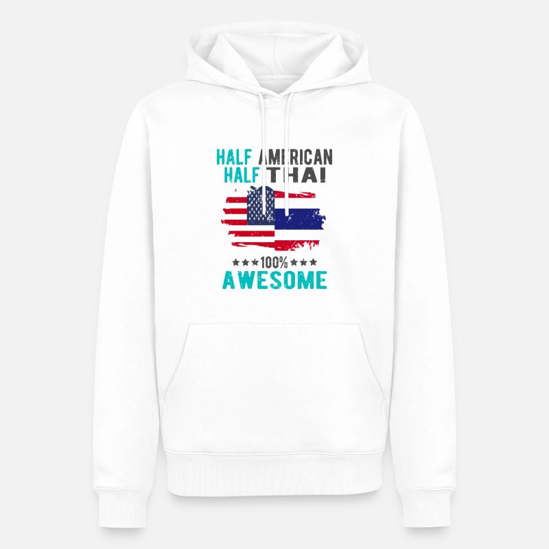 Moitié américain moitié thaïlandais - Sweat à capuche Premium bio Homme - blanc