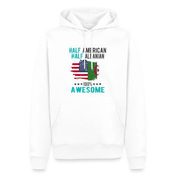 Halb Amerikaner Halb Albaner - Männer Premium Bio Hoodie - Weiß - Vorne - Nico (187cm)