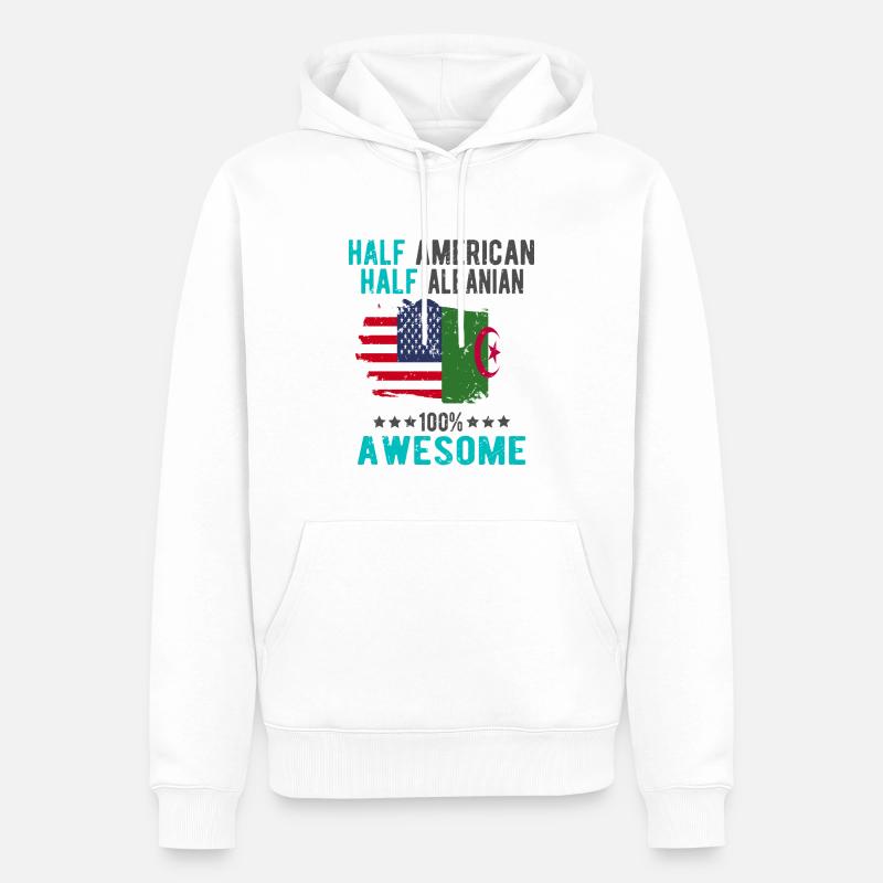 Moitié américain moitié albanais - Sweat à capuche Premium bio Homme - blanc