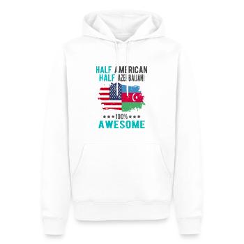 Moitié américain moitié azerbaïdjanais - Sweat à capuche Premium bio Homme - blanc - Devant - Nico (187cm)
