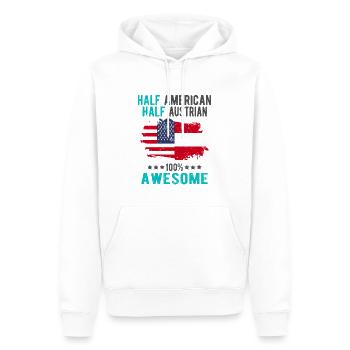 Moitié américain moitié autrichien - Sweat à capuche Premium bio Homme - blanc - Devant - Nico (187cm)
