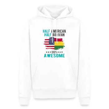 Moitié américain moitié bolivien - Sweat à capuche Premium bio Homme - blanc - Devant - Nico (187cm)