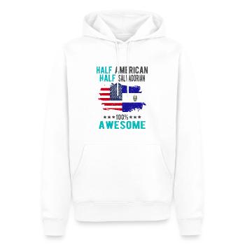 Mi-Américain, mi-Salvadorien - Sweat à capuche Premium bio Homme - blanc - Devant - Nico (187cm)