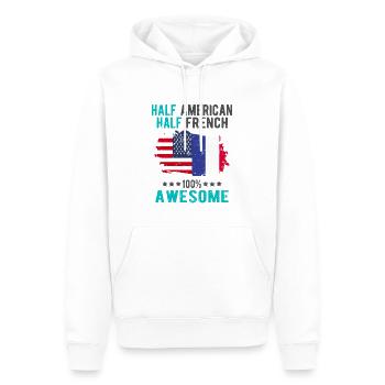 Mi-Américain, mi-Américain - Sweat à capuche Premium bio Homme - blanc - Devant - Nico (187cm)