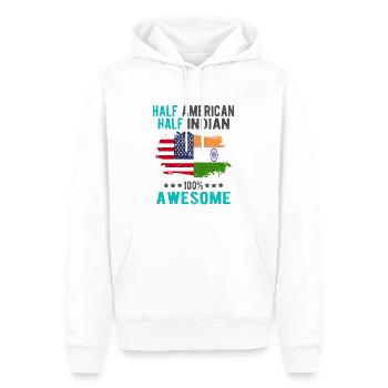 Moitié américain moitié indien - Sweat à capuche Premium bio Homme - blanc - Devant - Nico (187cm)