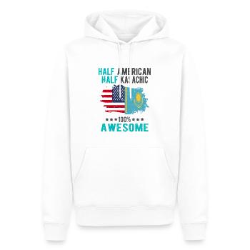 Halb Amerikaner Halb Kasache - Männer Premium Bio Hoodie - Weiß - Vorne - Nico (187cm)
