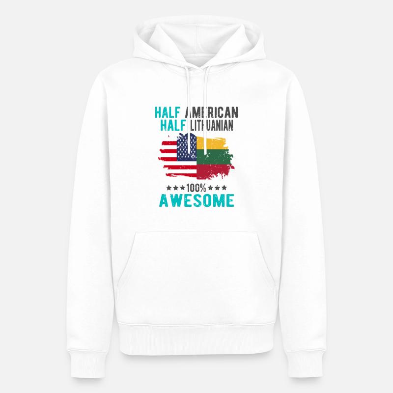 Halb Amerikaner Halb Litauer - Männer Premium Bio Hoodie - Weiß