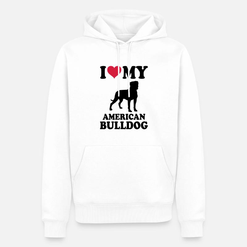 Bouledogue américain - Sweat à capuche Premium bio Homme - blanc