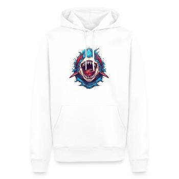 shark fish head 6 - Sweat à capuche Premium bio Homme - blanc - Devant - Nico (187cm)