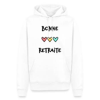 RETRAITE. RETRAITE. RETRAITEE. SENIOR. MAMIE. PAPY - Sweat à capuche Premium bio Homme - blanc - Devant - Nico (187cm)