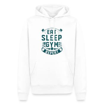 Gym Fitness Training Musculation Musculier Muscle - Sweat à capuche Premium bio Homme - blanc - Devant - Nico (187cm)