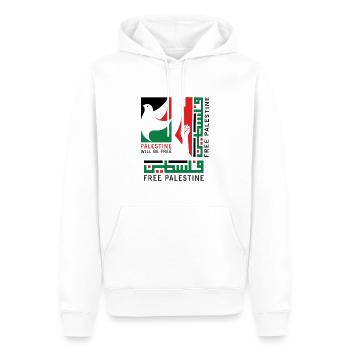 Free Palestine - will be free - Männer Premium Bio Hoodie - Weiß - Vorne - Nico (187cm)