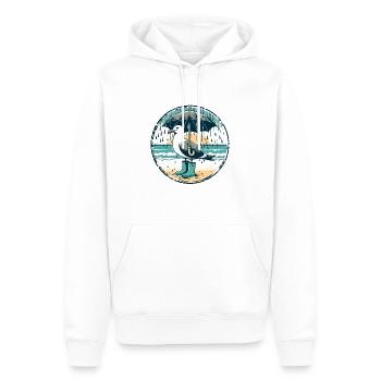 Coloré Pop Art mouette Wellington bottes et parapluie - Sweat à capuche Premium bio Homme - blanc - Devant - Nico (187cm)