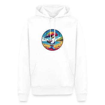Mouette joyeuse avec bottes en caoutchouc et parapluie - Sweat à capuche Premium bio Homme - blanc - Devant - Nico (187cm)