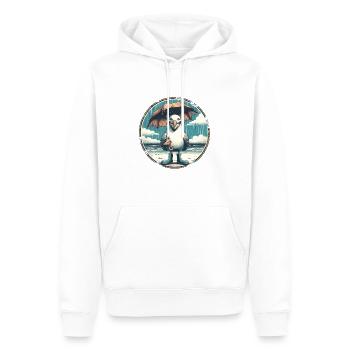 Mouette rieuse avec bottes en caoutchouc et parapluie - Sweat à capuche Premium bio Homme - blanc - Devant - Nico (187cm)