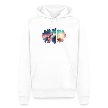 Bergdämmerung - Männer Premium Bio Hoodie - Weiß - Vorne - Nico (187cm)