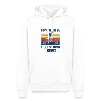 Skieur Descente Cadeau Après Ski Montagne Dicton - Sweat à capuche Premium bio Homme - blanc - Devant - Nico (187cm)
