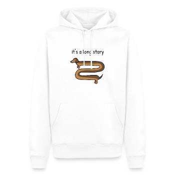 Es ist eine lange Geschichte, süßer Dackel - Männer Premium Bio Hoodie - Weiß - Vorne - Nico (187cm)