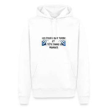 Citation inspirante "La tête dans les nuages" - Sweat à capuche Premium bio Homme - blanc - Devant - Nico (187cm)