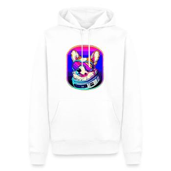Futuriste Corgi Synthwave Dog Welsh - Sweat à capuche Premium bio Homme - blanc - Devant - Nico (187cm)