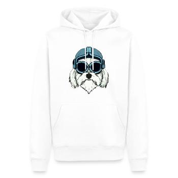 Maltesischer Hundepilot Hund Geschenk Retro - Männer Premium Bio Hoodie - Weiß - Vorne - Nico (187cm)