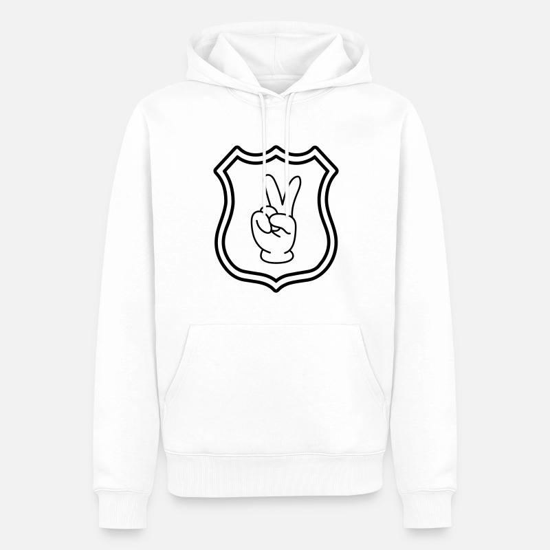 Peace Hand Comic Wappen - Männer Premium Bio Hoodie - Weiß