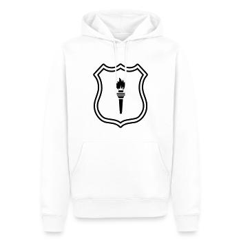Flamme Wappen - Männer Premium Bio Hoodie - Weiß - Vorne - Nico (187cm)