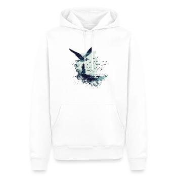 Phare d'oiseaux marins mouette - Sweat à capuche Premium bio Homme - blanc - Devant - Nico (187cm)
