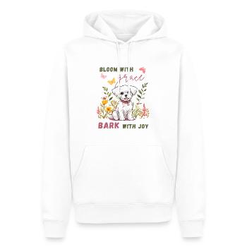 Bloom with grace, bark with joy - Maltese forever - Men’s Premium Organic Hoodie - white - Front - Nico (187cm)