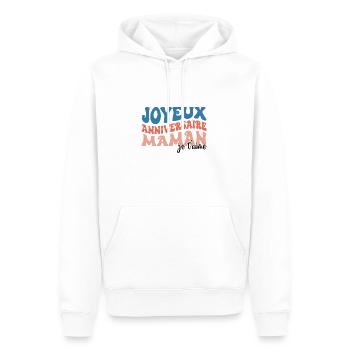 Joyeux anniversaire maman - Sweat à capuche Premium bio Homme - blanc - Devant - Nico (187cm)