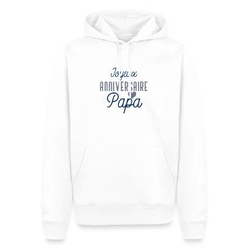 Joyeux anniversaire papa - Sweat à capuche Premium bio Homme - blanc - Devant - Nico (187cm)