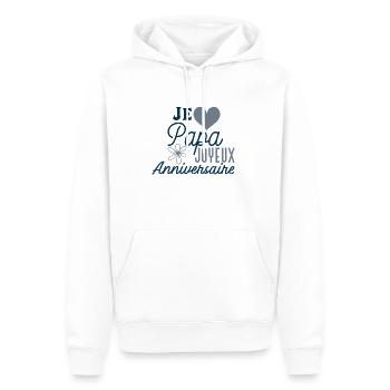 Joyeux anniversaire papa - Sweat à capuche Premium bio Homme - blanc - Devant - Nico (187cm)