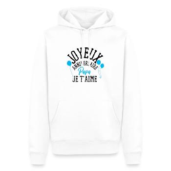 Joyeux anniversaire papa - Sweat à capuche Premium bio Homme - blanc - Devant - Nico (187cm)