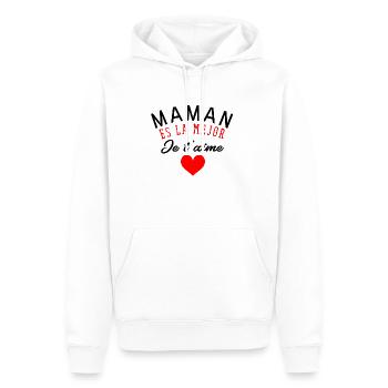 Joyeux anniversaire maman - Sweat à capuche Premium bio Homme - blanc - Devant - Nico (187cm)