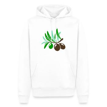 Olive 3 Sprig Feuille Huile d’olive Salade méditerranéenne - Sweat à capuche Premium bio Homme - blanc - Devant - Nico (187cm)