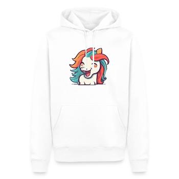 Cartoon Pferd - Männer Premium Bio Hoodie - Weiß - Vorne - Nico (187cm)