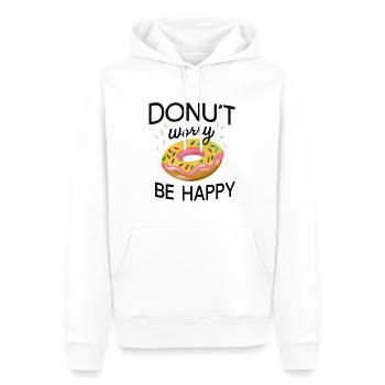 Don't Worry, Be Happy T-Shirt - gute Laune - Männer Premium Bio Hoodie - Weiß - Vorne - Nico (187cm)