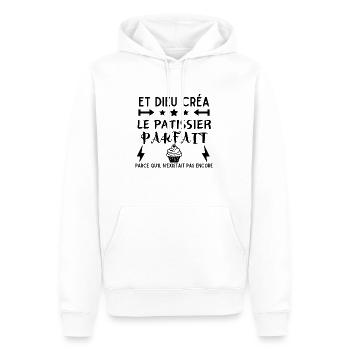 DIEU CREA LE PATISSIER PARFAIT - Sweat à capuche Premium bio Homme - blanc - Devant - Nico (187cm)