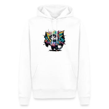 grafitti cat - Sweat à capuche Premium bio Homme - blanc - Devant - Nico (187cm)
