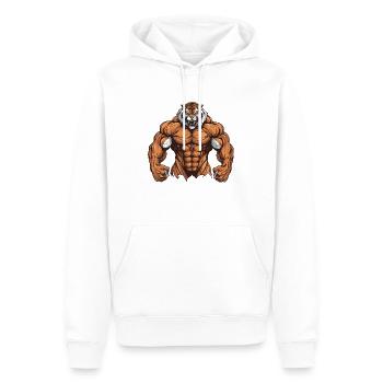 Tiger Beast Fitness Muscles - Sweat à capuche Premium bio Homme - blanc - Devant - Nico (187cm)